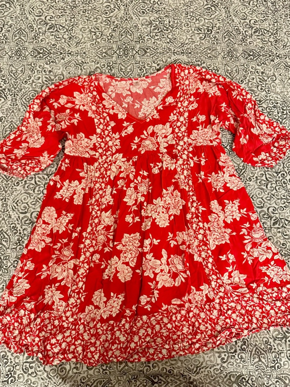 Lapis Red and White Floral Mini Dress